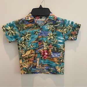Hilo Hattie Vintage Tiki Hawaiian Aloha Button Up Shirt Kids size 24 months